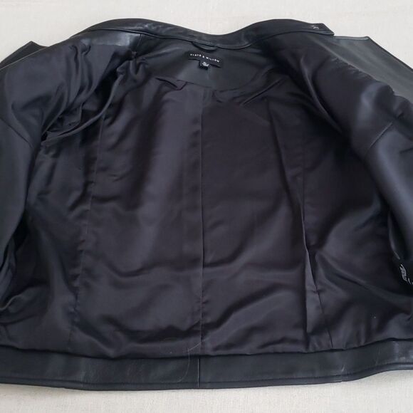 Slate & Willow Jacket Womens XL Black Leather Beaded Shoulder Leather Moto - Picture 9 of 12